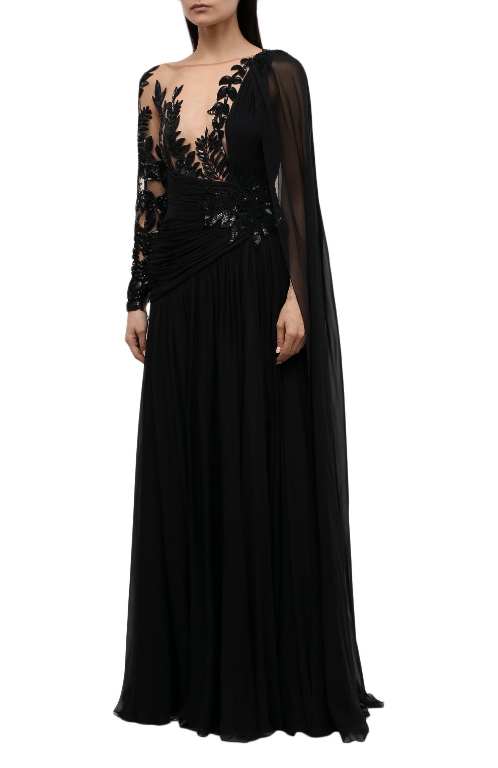 Шелковое платье с отделкой пайетками ZUHAIR MURAD, арт. DRS21020/CHSI020, фото 3