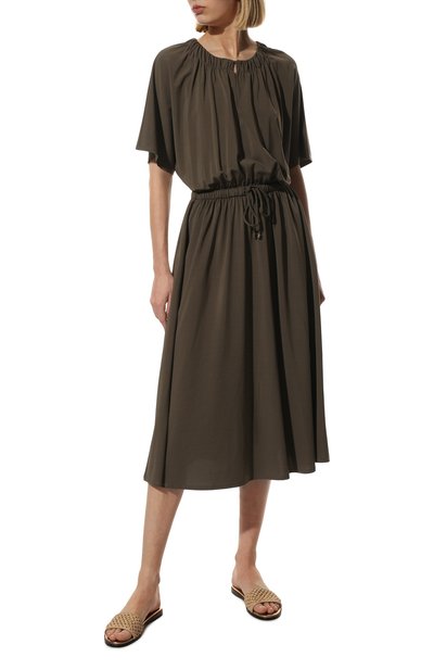 Платье из вискозы WEEKEND MAX MARA хаки цвета по цене 51450 руб., арт. REIMS 36210226, фото 3 Платье из вискозы WEEKEND MAX MARA, арт. REIMS 36210226, фото 3