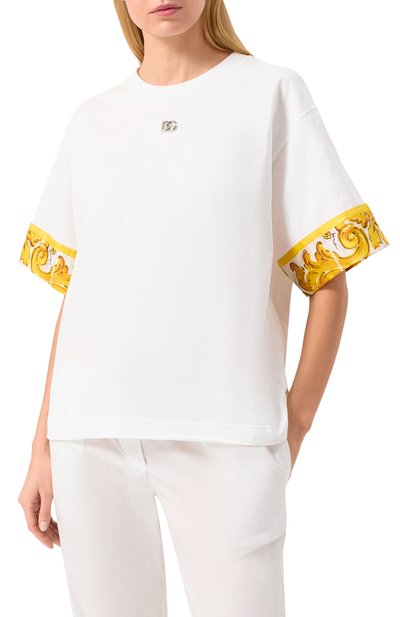 Футболка из хлопка и шелка DOLCE & GABBANA, арт. F8V06T/GDCK6, фото 3