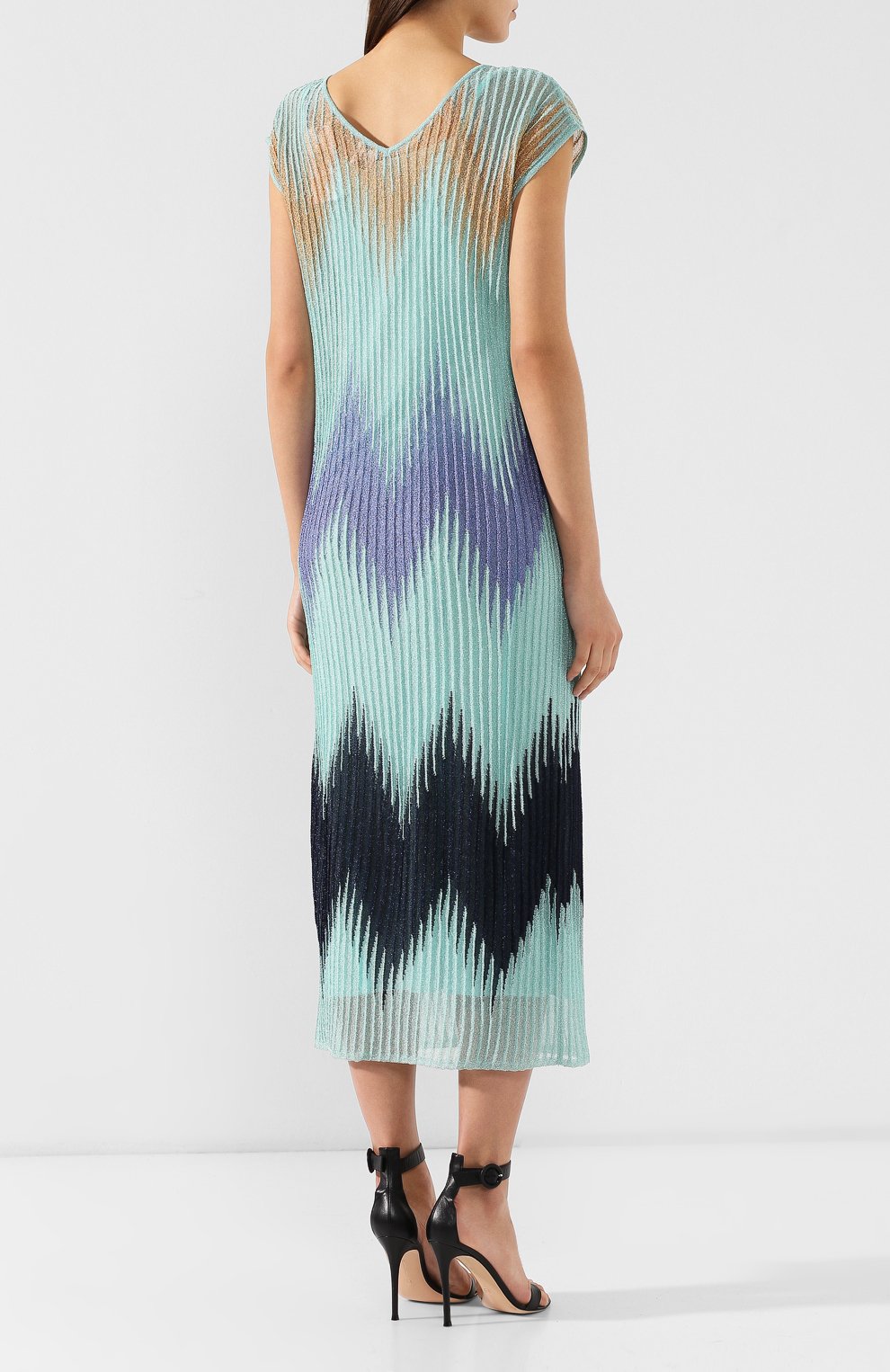 Платье-миди M MISSONI бирюзового цвета по цене 59400 руб., арт. 2DG00127/2K001A, фото 4 Платье-миди M MISSONI, арт. 2DG00127/2K001A, фото 4