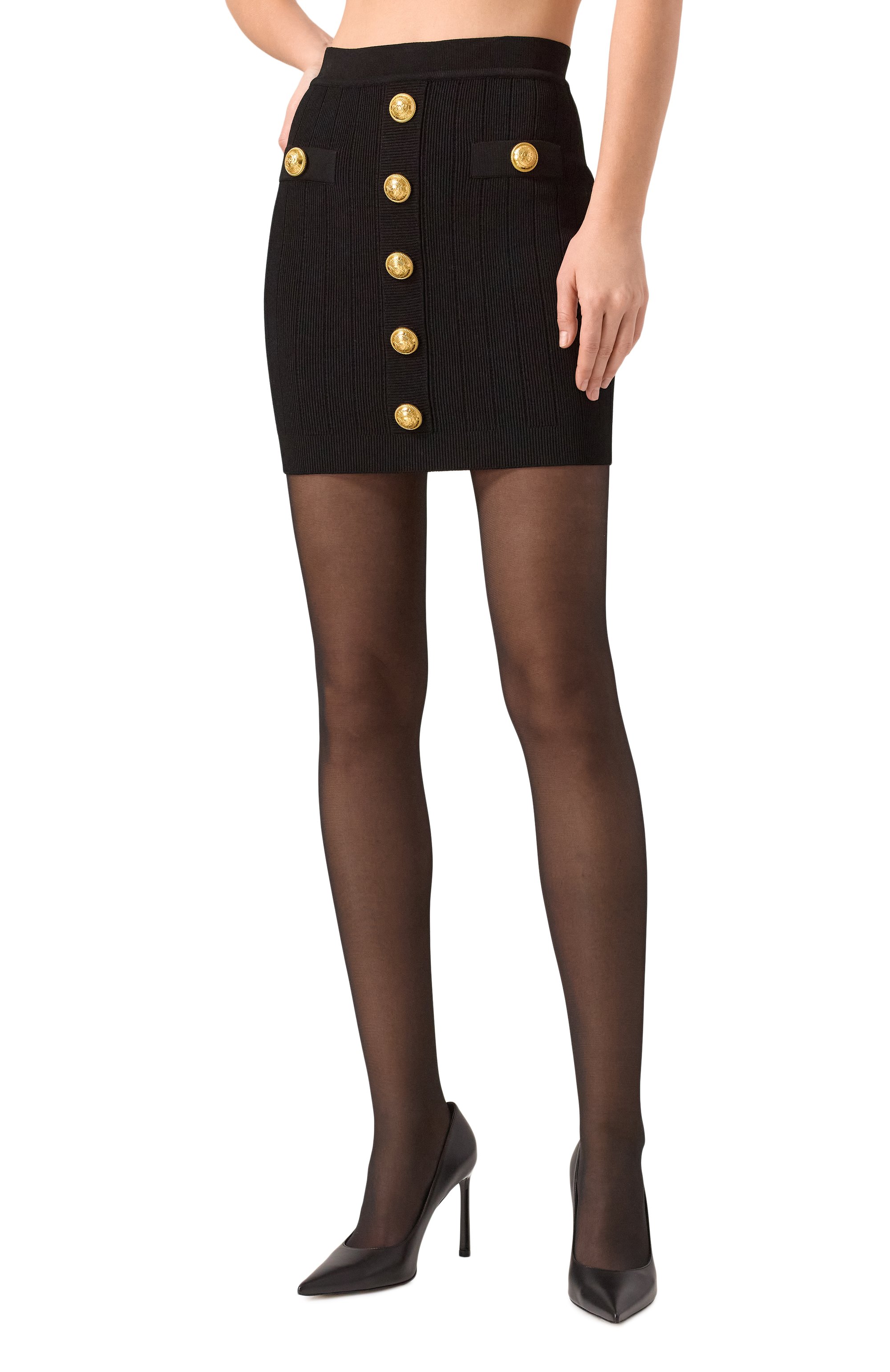 Юбка из вискозы BALMAIN черного цвета по цене 133000 руб., арт. EF1LB290/KB07, фото 3 Юбка из вискозы BALMAIN, арт. EF1LB290/KB07, фото 3