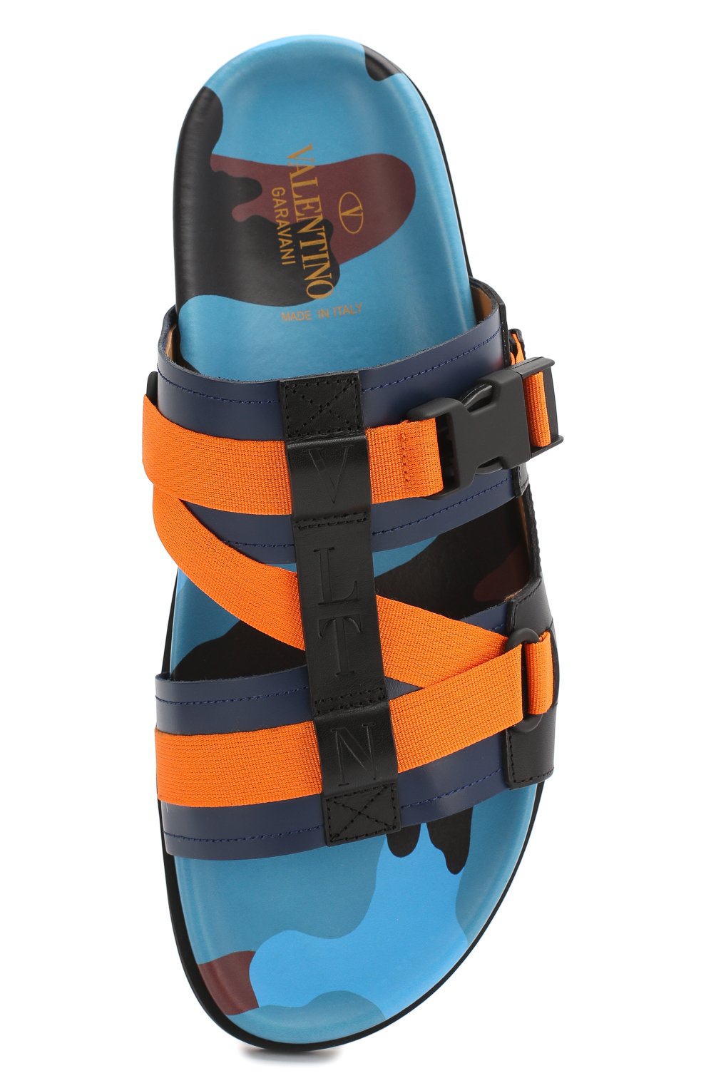Комбинированные шлепанцы VALENTINO синего цвета по цене 56800 руб., арт. TY0S0D32/BBE, фото 5 Комбинированные шлепанцы VALENTINO, арт. TY0S0D32/BBE, фото 5
