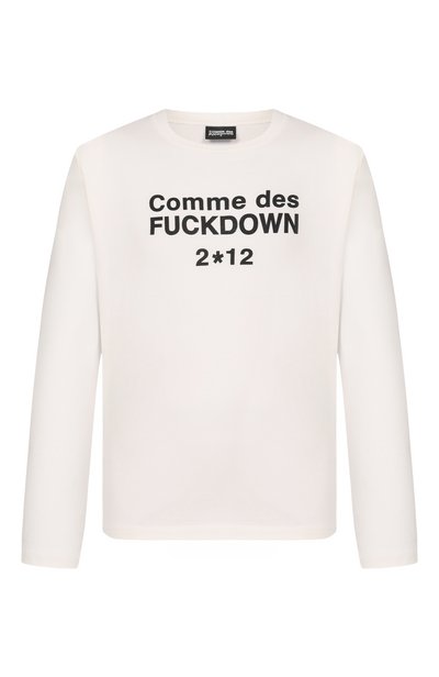 Хлопковый лонгслив COMME DES FUCKDOWN белого цвета по цене 6995 руб., арт. CFABU00021, фото 1 Хлопковый лонгслив COMME DES FUCKDOWN, арт. CFABU00021, фото 1