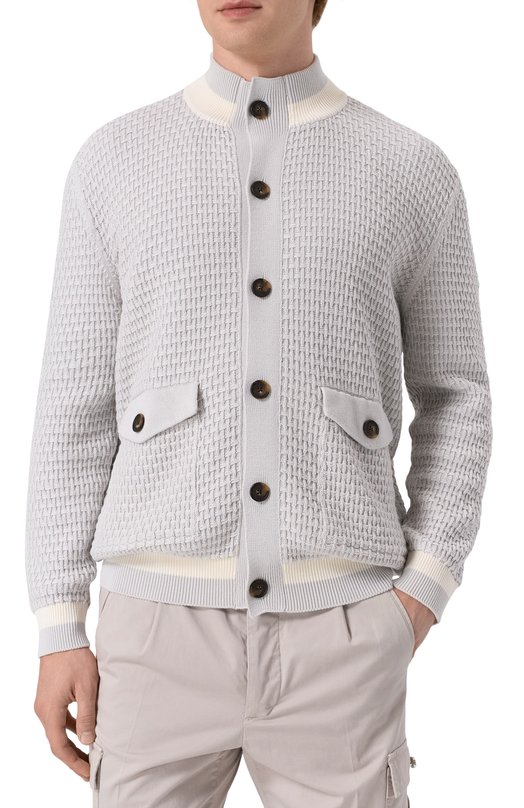 Хлопковый кардиган Kiton UMK065503 Серый  UMK065503 Фото 3