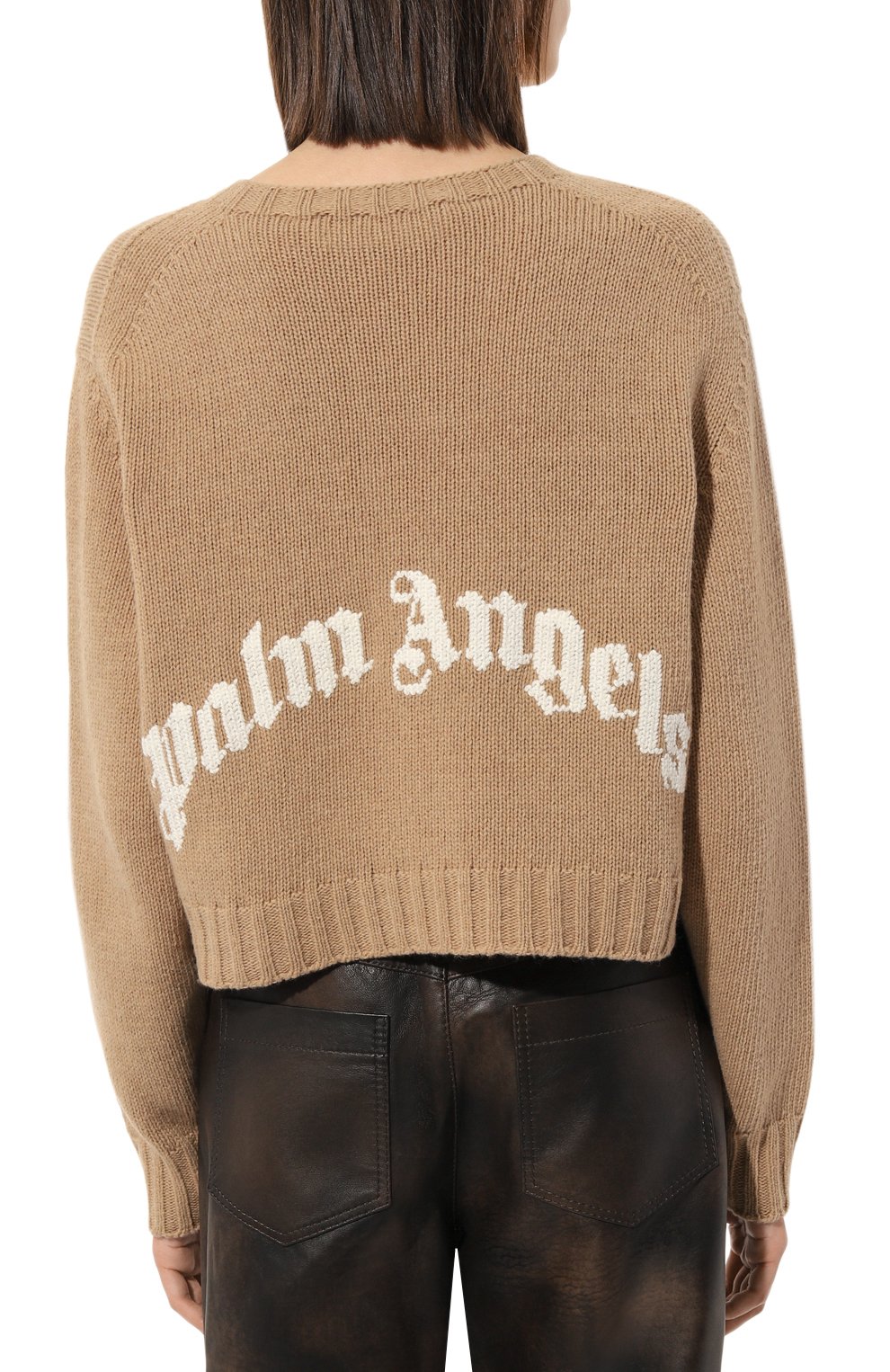 Шерстяной свитер PALM ANGELS бежевого цвета по цене 48800 руб., арт. PWHE040C99KNI0016001, фото 4 Шерстяной свитер PALM ANGELS, арт. PWHE040C99KNI0016001, фото 4