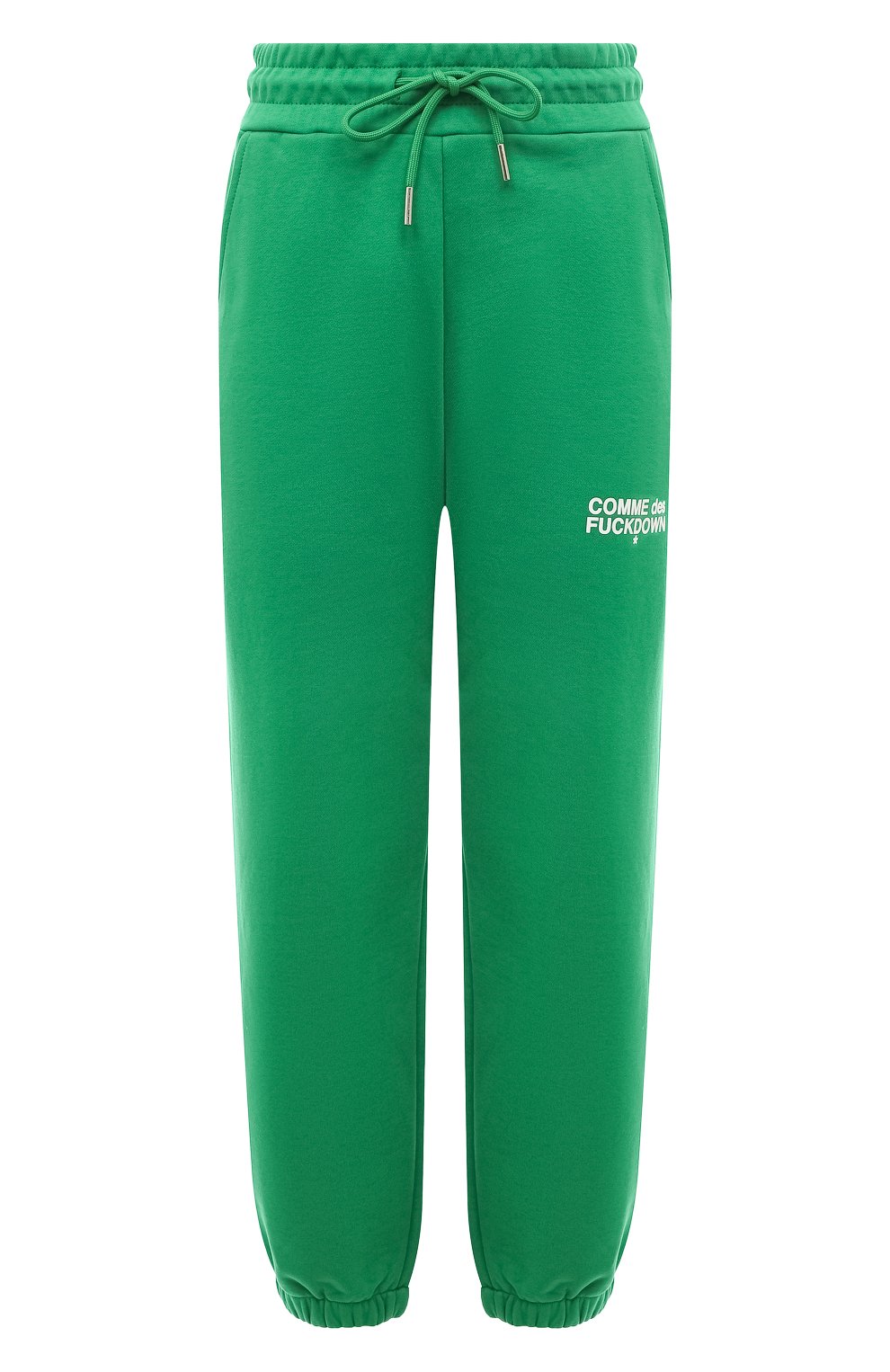 Хлопковые джоггеры COMME DES FUCKDOWN зеленого цвета по цене 16450 руб., арт. CDFD2094, фото 1 Хлопковые джоггеры COMME DES FUCKDOWN, арт. CDFD2094, фото 1