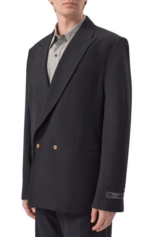 Шерстяной пиджак Balmain GH1SI890/WD49 Чёрный  GH1SI890/WD49 Фото 3