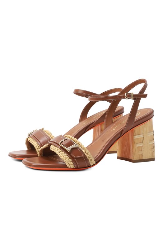 Комбинированные босоножки Santoni WHVG71480HC3TRUF Коричневый WHVG71480HC3TRUF