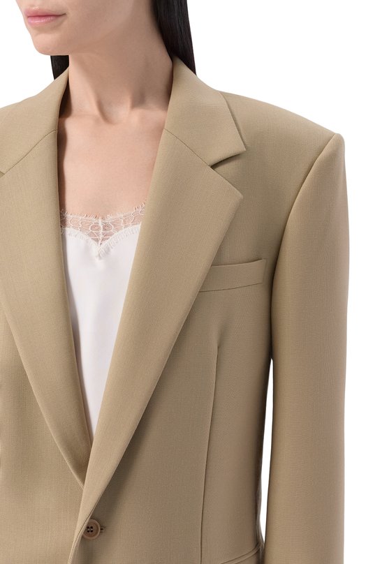 Жакет из шерсти и шелка Saint Laurent 858458/Y7K11 Бежевый  858458/Y7K11 Фото 5