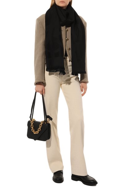 Шерстяной шарф SAINT LAURENT черного цвета по цене 84550 руб., арт. 719428/3Y2101000, фото 2 Шерстяной шарф SAINT LAURENT, арт. 719428/3Y2101000, фото 2