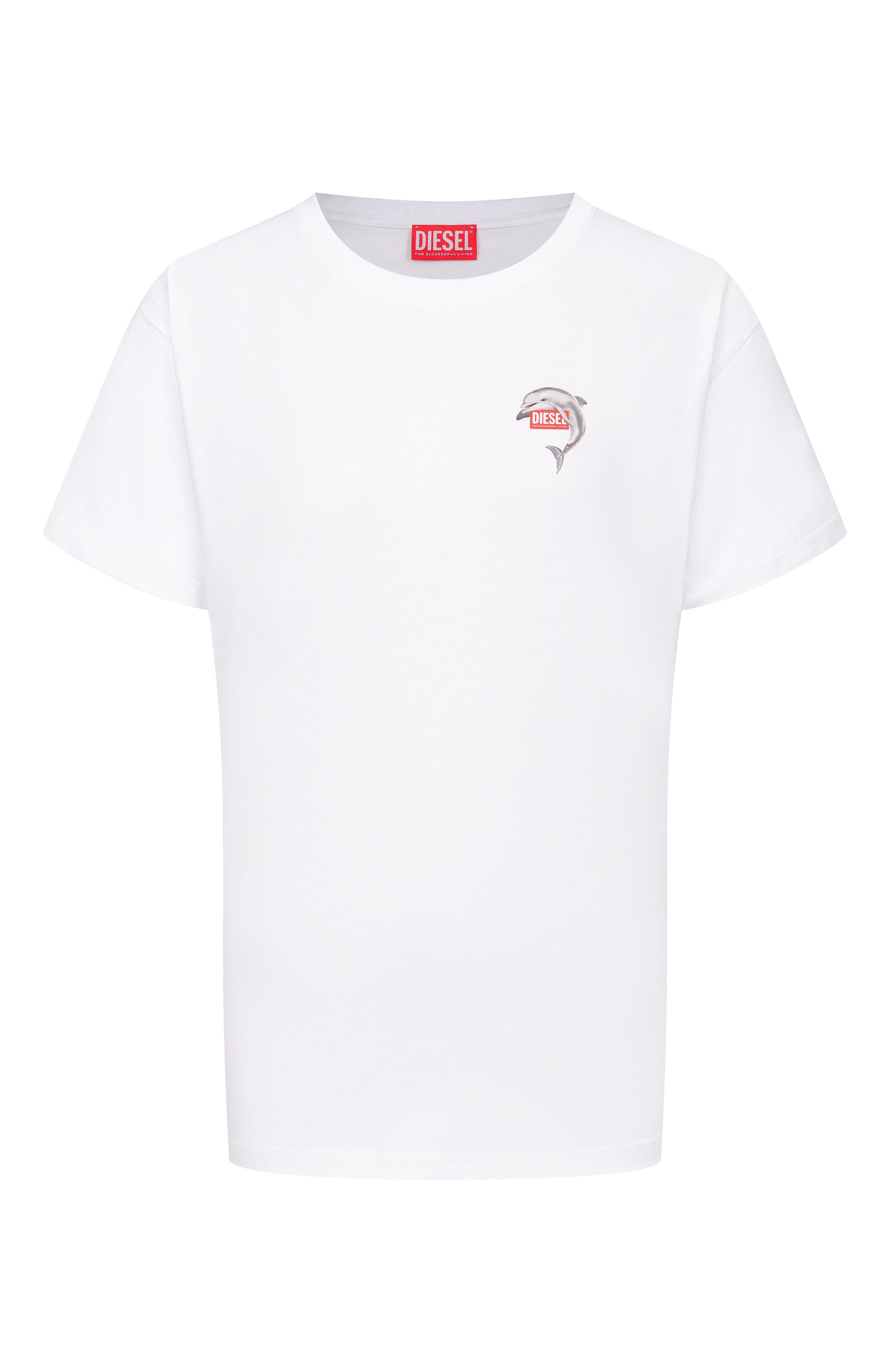 Хлопковая футболка DIESEL белого цвета по цене 7995 руб., арт. A21920/0JMBD, фото 1 Хлопковая футболка DIESEL, арт. A21920/0JMBD, фото 1