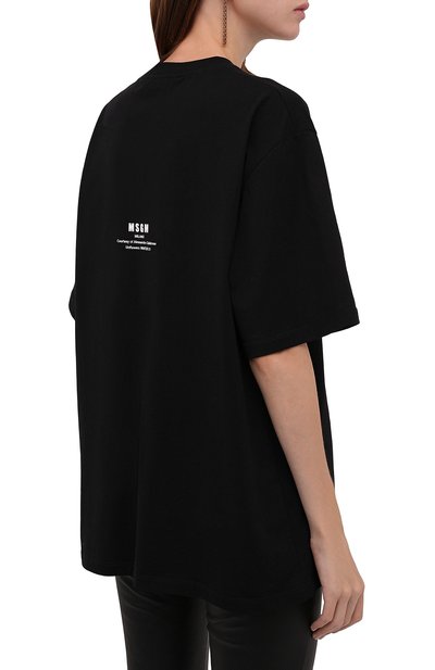 Хлопковая футболка MSGM черного цвета по цене 17600 руб., арт. 3142MDM193 217798, фото 4 Хлопковая футболка MSGM, арт. 3142MDM193 217798, фото 4