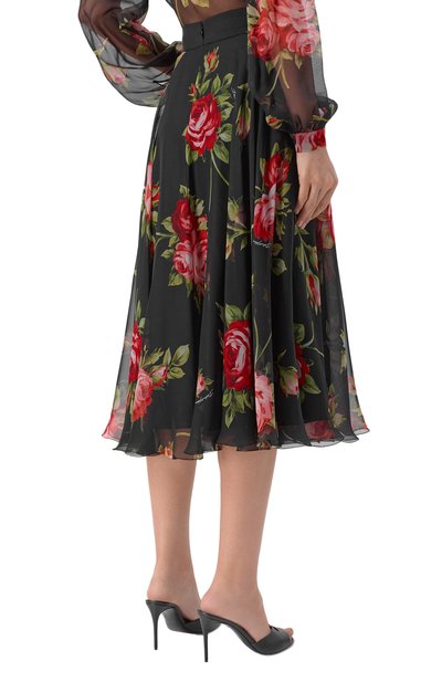 Шелковая юбка DOLCE & GABBANA черного цвета по цене 257500 руб., арт. F4CS0T/IS11F, фото 4 Шелковая юбка DOLCE & GABBANA, арт. F4CS0T/IS11F, фото 4