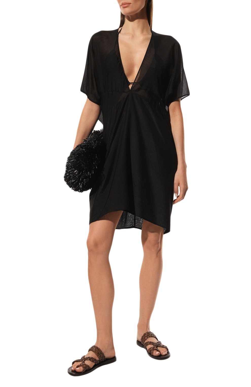 Туника из хлопка и шелка LILA EUGENIE черного цвета по цене 42050 руб., арт. 2324 MINI, фото 2 Туника из хлопка и шелка LILA EUGENIE, арт. 2324 MINI, фото 2