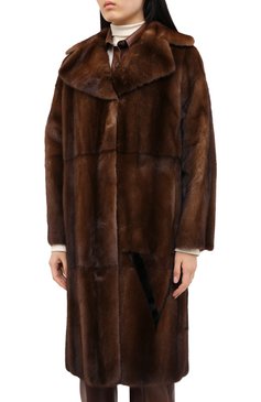 Женская шуба из меха норки VALENTINO коричневого цвета, арт. QF3FA5711CF | Фото 3 (Длина (верхняя одежда): До колена; Рукава: Длинные; Статус проверки: Проверено, Проверена категория; Материал внешний: Натуральный мех; Женское Кросс-КТ: Мех; Материал сплава: Проставлено, Проверено; Драгоценные камни: Проставлено; Кросс-КТ: Куртка)