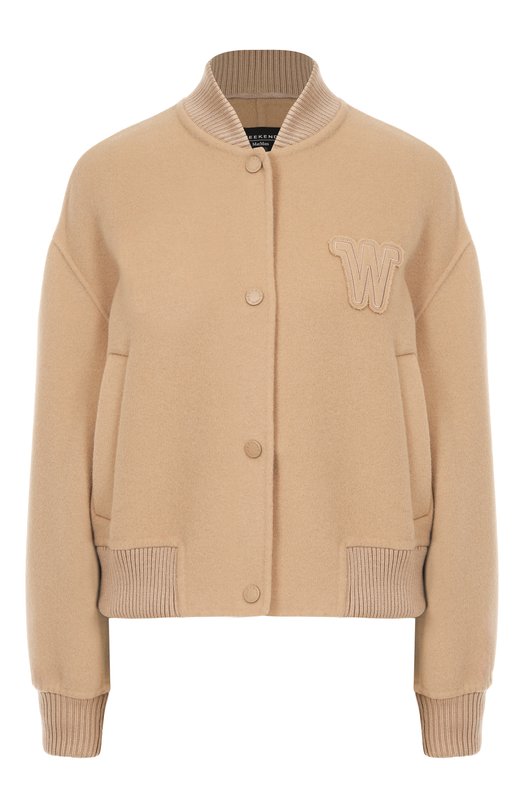 Шерстяной бомбер Weekend Max Mara ZELANTE Бежевый ZELANTE