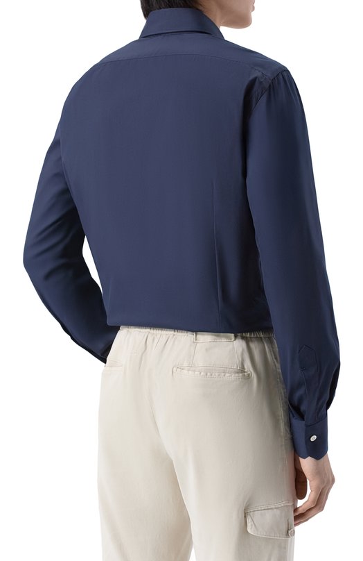 Хлопковая сорочка Kiton UCCH0943206 Синий  UCCH0943206 Фото 4