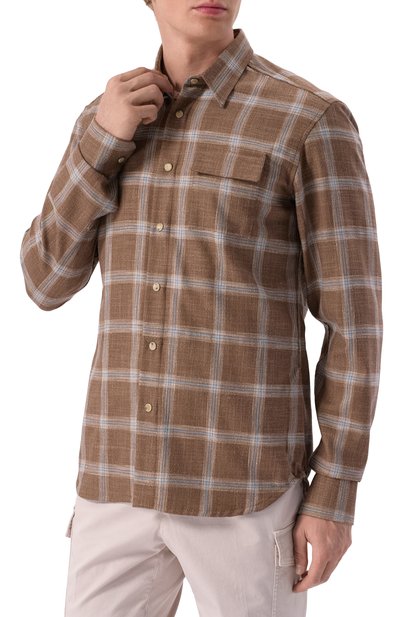 Рубашка из шерсти и шелка KITON, арт. UMCBUBAK0616E08, фото 3