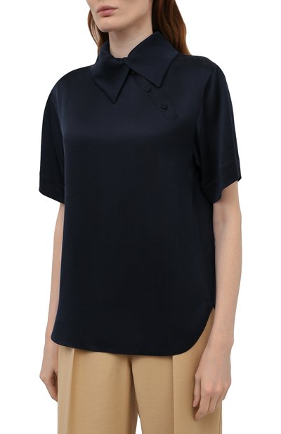 Шелковая блузка GIORGIO ARMANI темно-синего цвета по цене 128500 руб., арт. 1WHCC01I/T02MU, фото 3 Шелковая блузка GIORGIO ARMANI, арт. 1WHCC01I/T02MU, фото 3