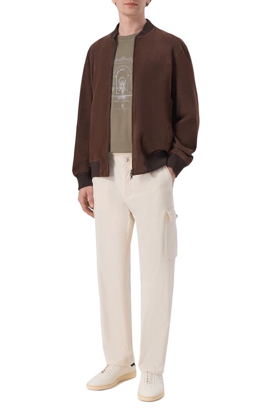Хлопковая футболка Brunello Cucinelli M0B138521P Хаки  M0B138521P Фото 2