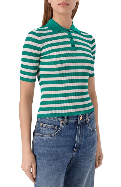 Поло из вискозы DOLCE & GABBANA зеленого цвета по цене 178000 руб., арт. FXZ38Z/JAIRR, фото 3 Поло из вискозы DOLCE & GABBANA, арт. FXZ38Z/JAIRR, фото 3