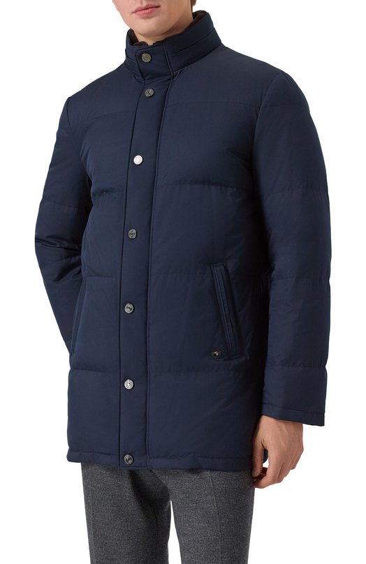 Пуховик с меховым воротником Stefano Ricci MDJ5300350/PL001T/60-62 Синий  MDJ5300350/PL001T/60-62 Фото 3