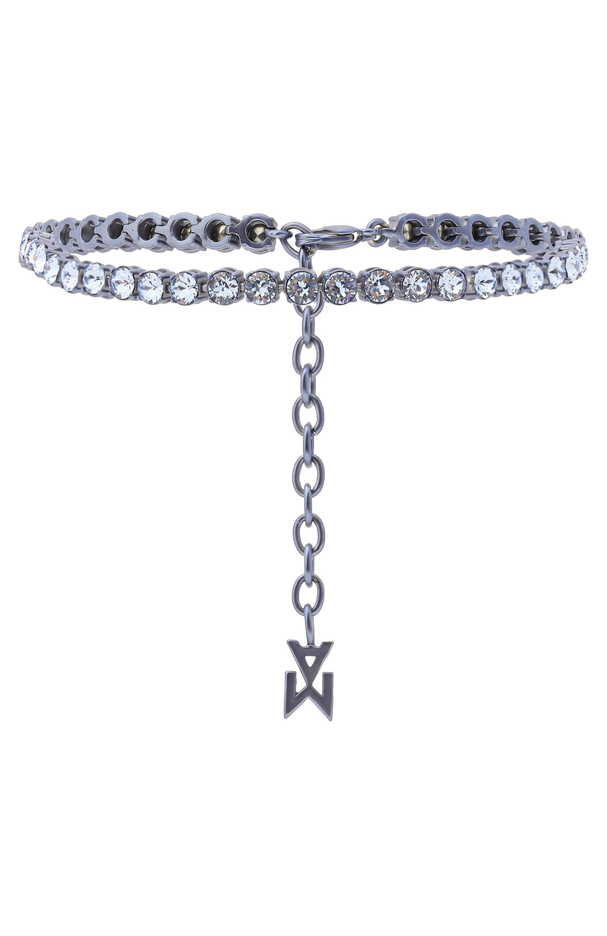 Анклет tennis AMINA MUADDI, арт. TENNIS ANKLET/CRYSTALS CHR0ME BASE, фото 1