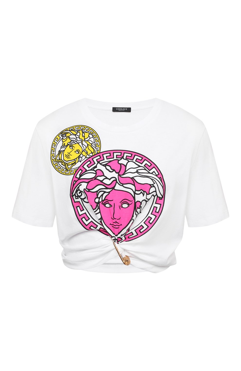 Хлопковая футболка VERSACE белого цвета по цене 59200 руб., арт. A88467/A228806, фото 1 Хлопковая футболка VERSACE, арт. A88467/A228806, фото 1