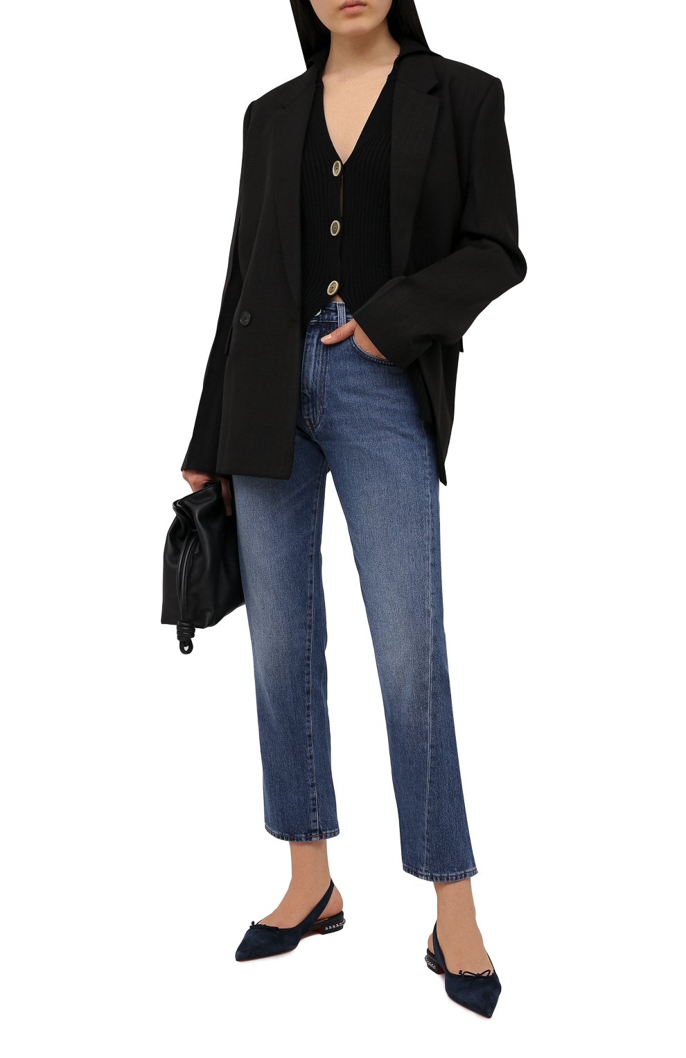 Замшевые балетки hall sling CHRISTIAN LOUBOUTIN синего цвета по цене 72150 руб., арт. 1210916/HALL SLING FLAT, фото 2 Замшевые балетки hall sling CHRISTIAN LOUBOUTIN, арт. 1210916/HALL SLING FLAT, фото 2