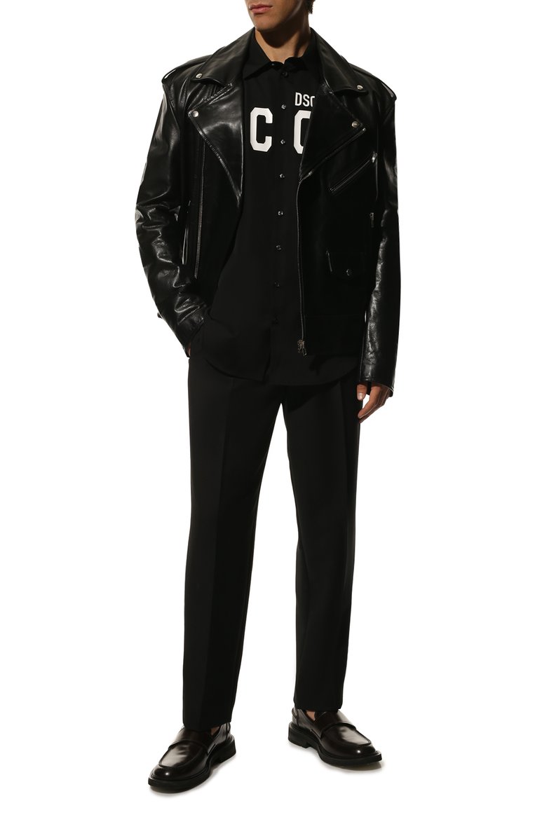 Мужская хлопковая рубашка icon DSQUARED2 черного цвета, арт. S79DL0026/S36275 | Фото 2 (Рукава: Длинные; Длина (для топов): Стандартные; Материал внешний: Хлопок; Случай: Повседневный; Воротник: Кент; Манжеты: На пуговицах; Принт: С принтом; Стили: Гранж; Размерность: Маломерит; Драгоценные камни: Проставлено; Материал сплава: Проставлено)