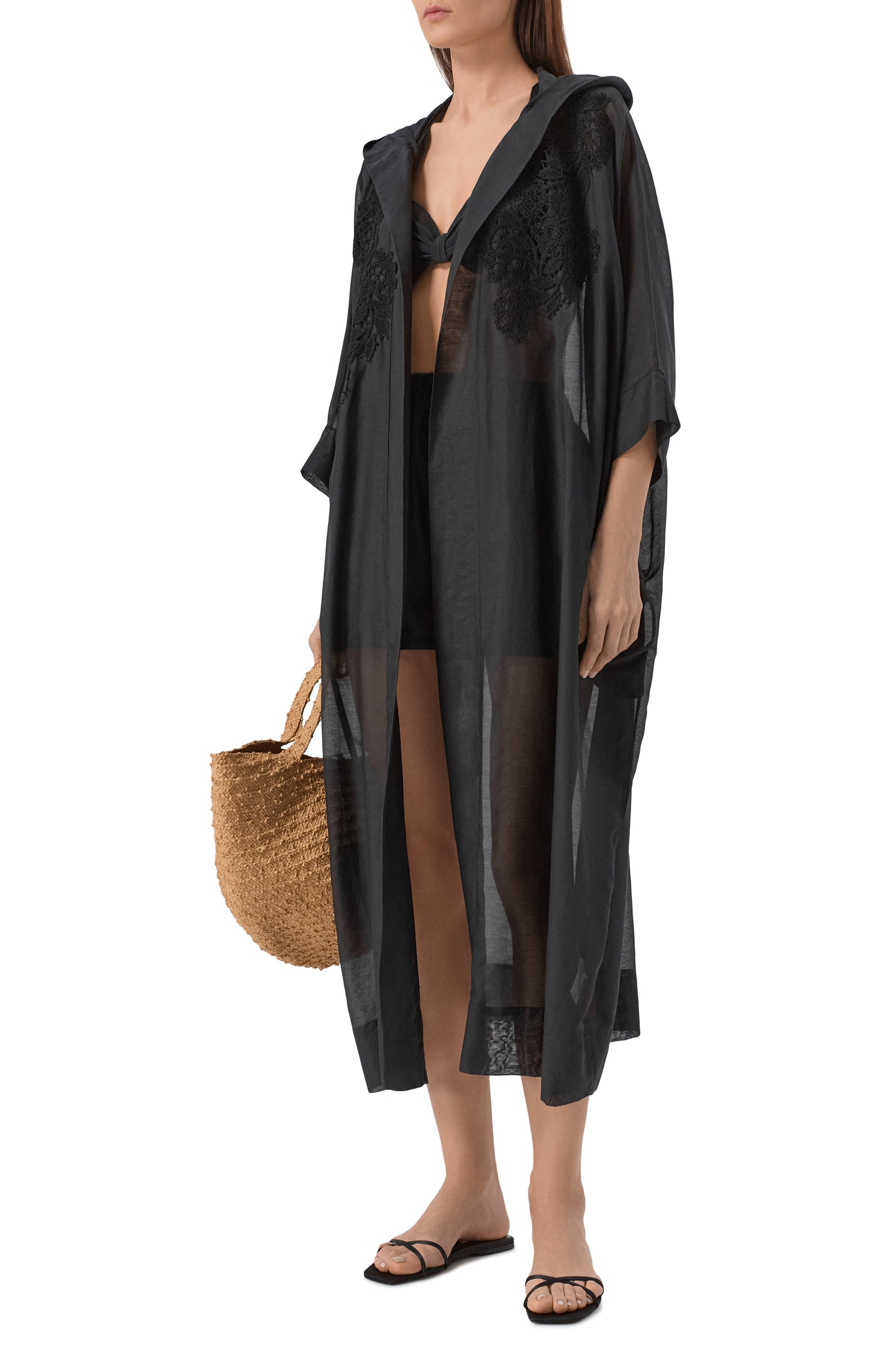 Туника из хлопка и шелка LILA EUGENIE черного цвета по цене 52050 руб., арт. 2402H, фото 2 Туника из хлопка и шелка LILA EUGENIE, арт. 2402H, фото 2