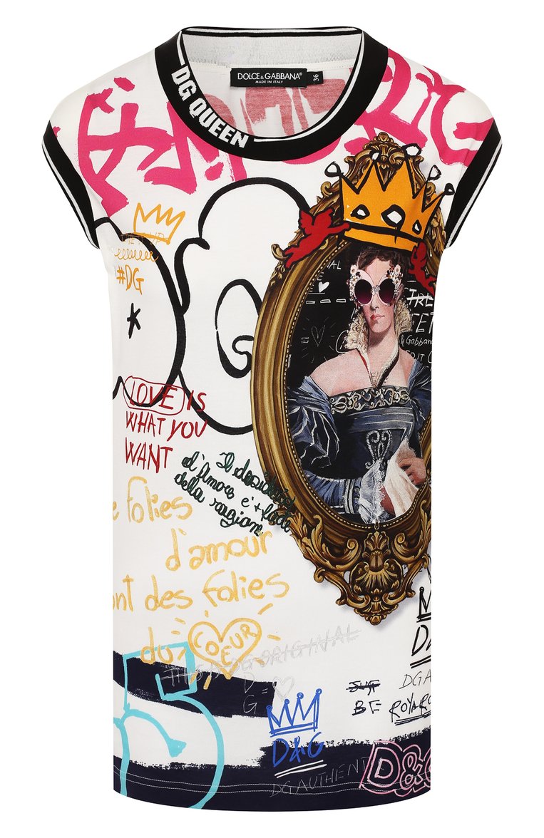 Женская разноцветная хлопковая майка DOLCE & GABBANA купить в интернет ...