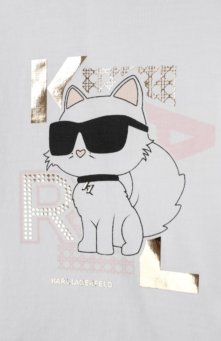 Детский комплект из футболки и шорт KARL LAGERFELD KIDS светло-розового цвета, арт. Z30513 | Фото 6 (Нос: Не проставлено; Кросс-КТ НВ: Костюм; Материал внешний: Хлопок; Ростовка одежда: 9 мес | 74 см, 12 мес | 80 см, 18 мес | 86 см)