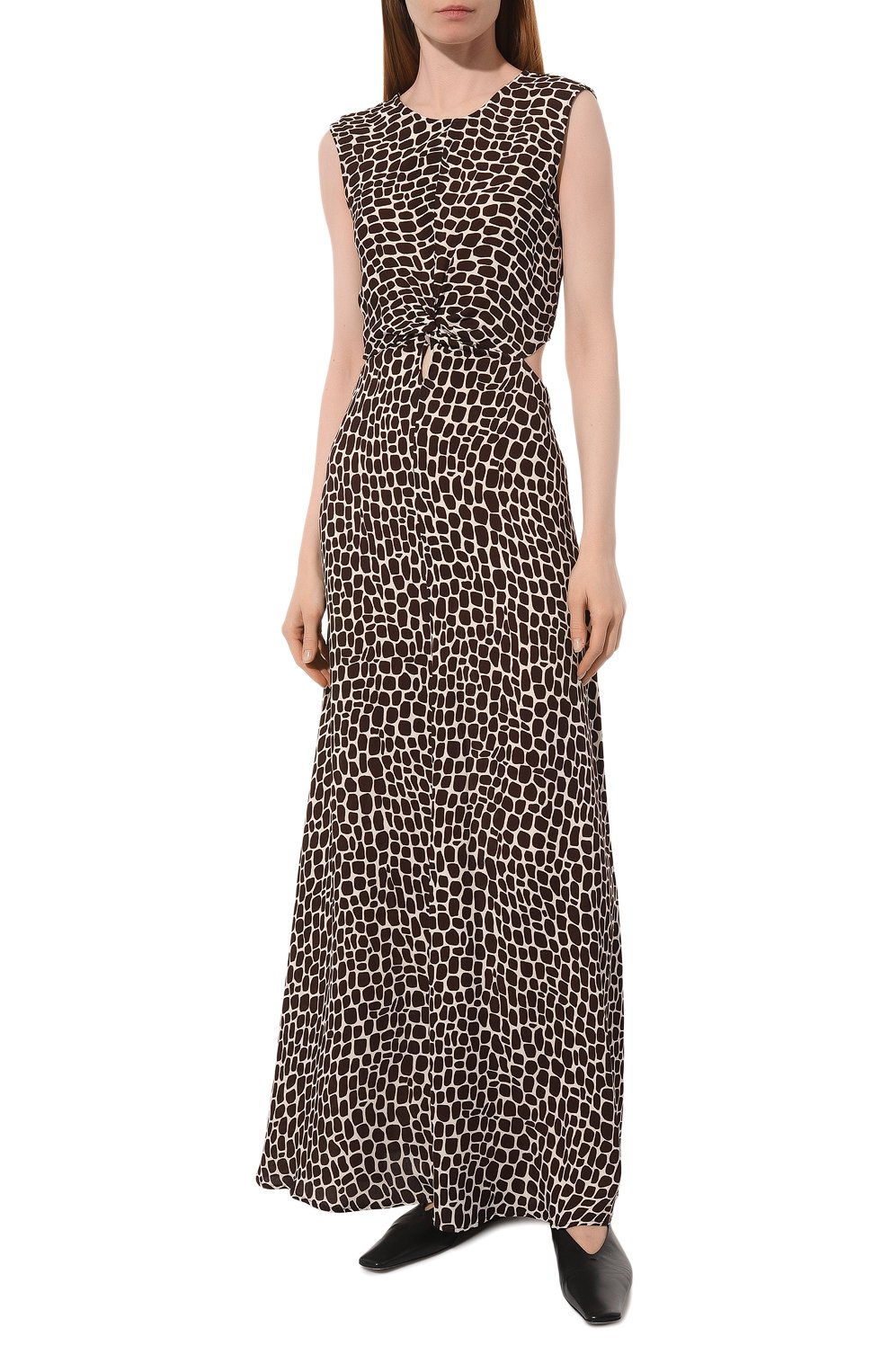 Платье из вискозы MSGM коричневого цвета по цене 74900 руб., арт. 3641MDA34/247159, фото 3 Платье из вискозы MSGM, арт. 3641MDA34/247159, фото 3