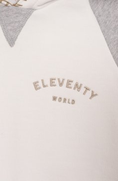 Детский хлопковое худи ELEVENTY молочного цвета, арт. EW4P40/Z1293/10-16 | Фото 3 (Материал внешний: Хлопок; Рукава: Длинные; Мальчики Кросс-КТ: Худи-одежда; Ростовка одежда: 10 - 11 лет | 140 - 146см, 12 лет | 152 см, 16 лет | 164 см)