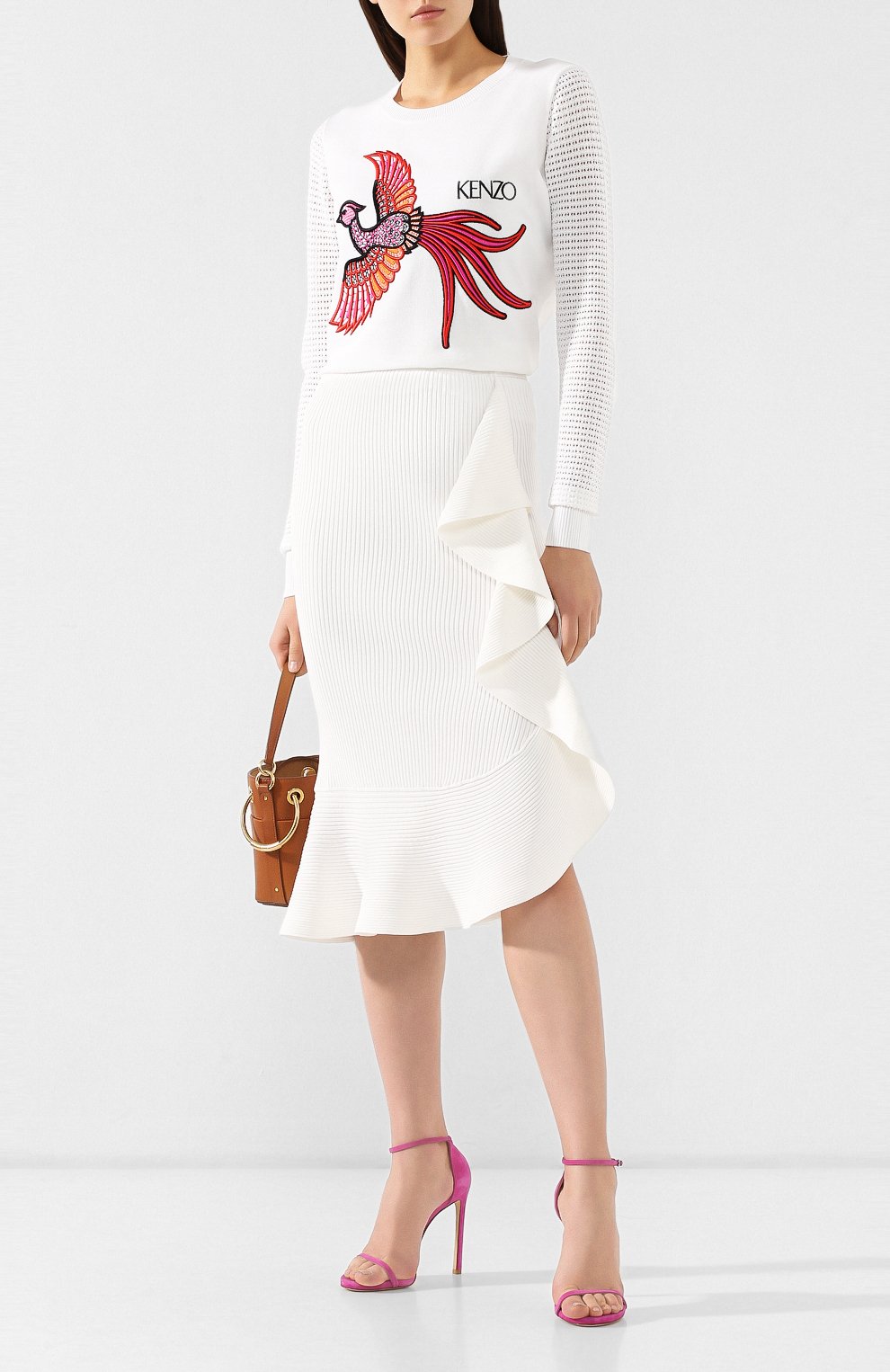 Юбка с оборкой KENZO белого цвета по цене 27600 руб., арт. 2JU549834, фото 2 Юбка с оборкой KENZO, арт. 2JU549834, фото 2