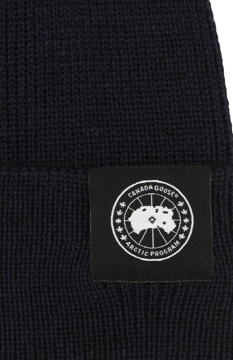 Мужская шерстяная шапка CANADA GOOSE темно-синего цвета, арт. 5002M | Фото 3 (Материал: Шерсть, Текстиль; Кросс-КТ: Трикотаж; Нос: Не проставлено)