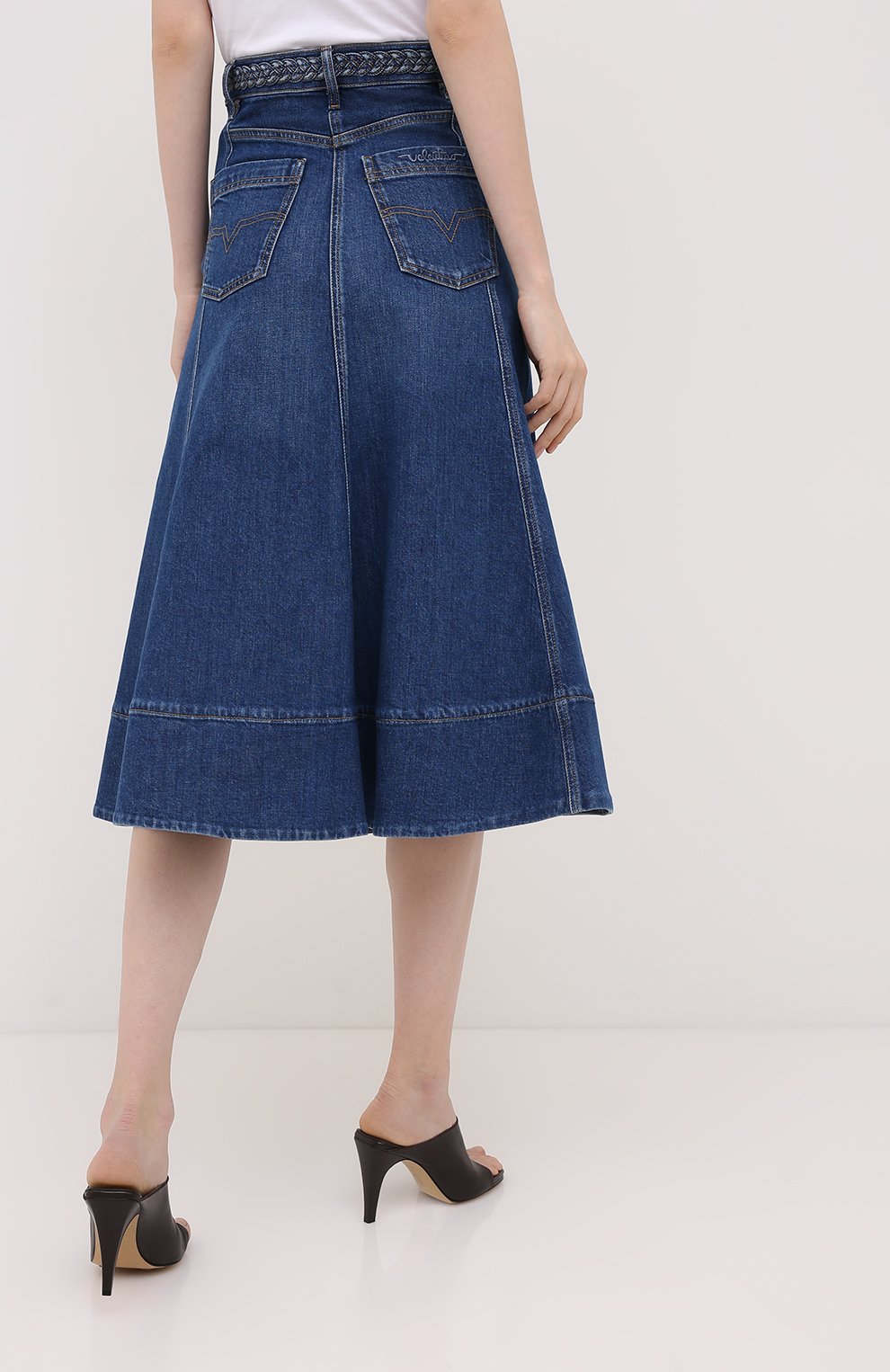 Джинсовая юбка VALENTINO синего цвета по цене 95700 руб., арт. UB3DD10G1LL, фото 4 Джинсовая юбка VALENTINO, арт. UB3DD10G1LL, фото 4