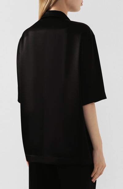 Блузка NANUSHKA черного цвета по цене 43500 руб., арт. NARAZ_BLACK_SLIP SATIN, фото 4 Блузка NANUSHKA, арт. NARAZ_BLACK_SLIP SATIN, фото 4