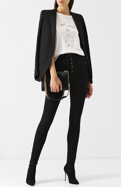 Хлопковая футболка с круглым вырезом и принтом SAINT LAURENT, арт. 531944/YB2WN, фото 2