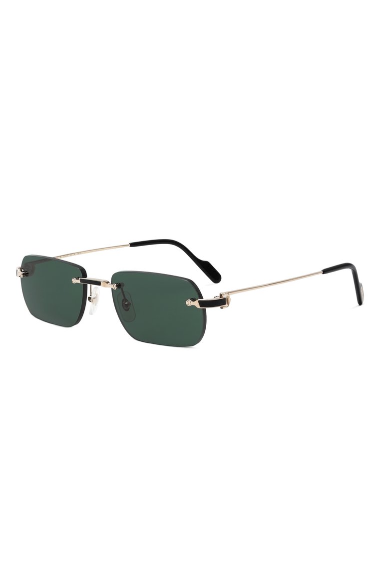 Женские солнцезащитные очки CARTIER зеленого цвета, арт. CT0498S 003 | Фото 1 (Нос: Не проставлено; Материал: Металл; Региональные ограничения белый список (Axapta Mercury): Не проставлено; Тип очков: С/з; Оптика Гендер: оптика-мужское; Очки форма: Прямоугольные, Безоправные)