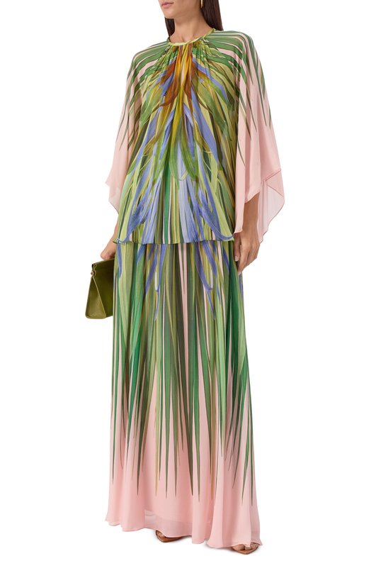Юбка из вискозы и шелка Elie Saab SK192PP25/VI005 Зелёный  SK192PP25/VI005 Фото 2