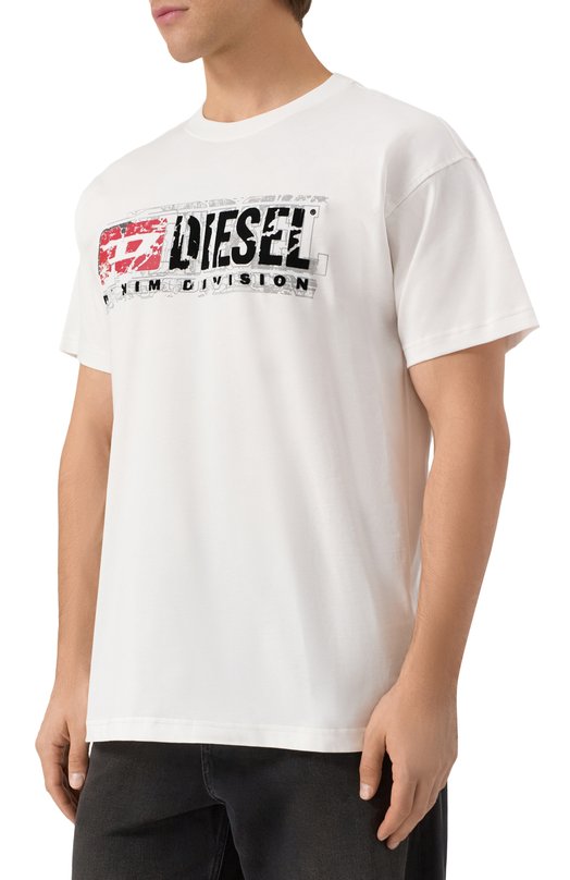 Хлопковая футболка Diesel A19436/0PLAT Белый  A19436/0PLAT Фото 3