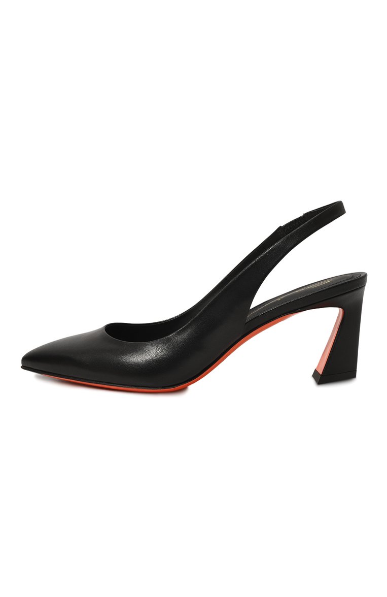 Женские кожаные туфли SANTONI черного цвета, арт. WDFQ70943HI2TSW0N01 | Фото 4 (Материал внутренний: Натуральная кожа; Каблук высота: Средний; Подошва: Плоская; Материал внешний: Натуральная кожа; Женское Кросс-КТ: Слингбэки; Каблук тип: Шпилька)