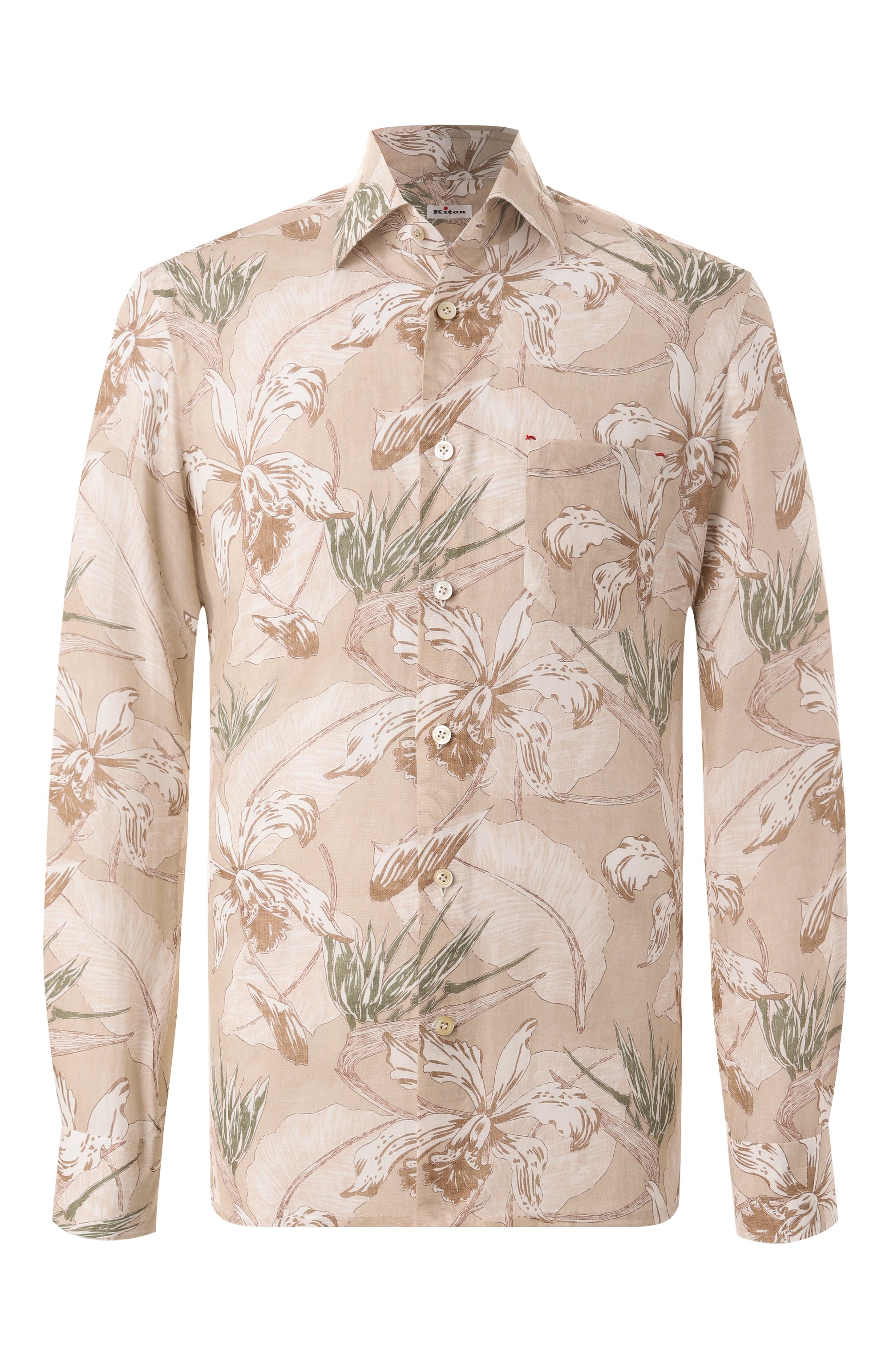 Рубашка из хлопка и льна KITON, арт. UMCNERH0928301, фото 1