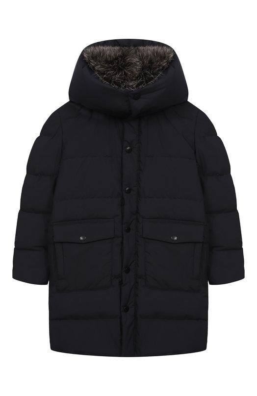 Пуховое пальто с отделкой из песца Yves Salomon Enfant