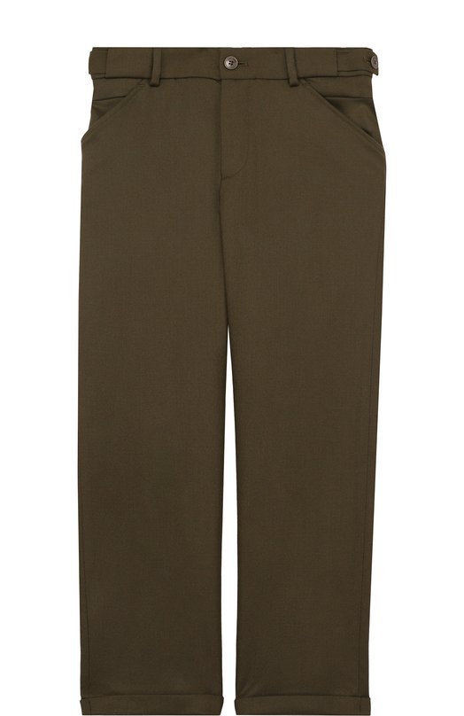 

Шерстяные брюки прямого кроя с отворотами Loro Piana, Хаки