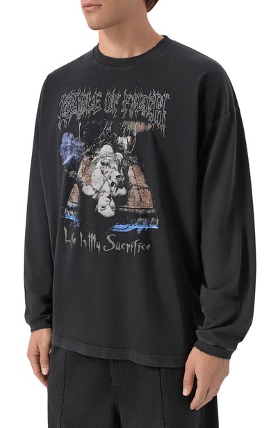 Хлопковый лонгслив VETEMENTS черного цвета по цене 109500 руб., арт. MH27LS206B, фото 3 Хлопковый лонгслив VETEMENTS, арт. MH27LS206B, фото 3