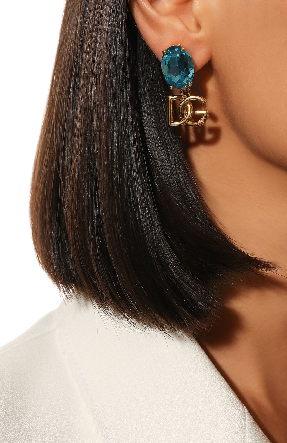 Клипсы DOLCE & GABBANA голубого цвета по цене 49950 руб., арт. WE0201 W1111, фото 2 Клипсы DOLCE & GABBANA, арт. WE0201 W1111, фото 2