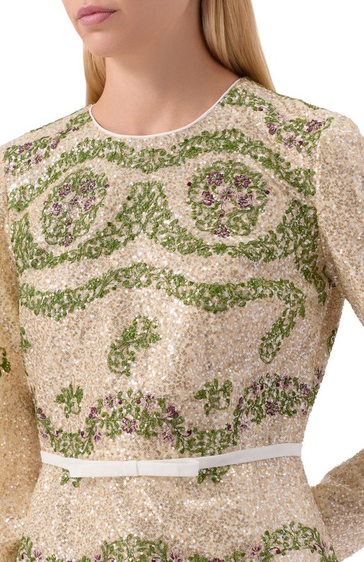 Платье с отделкой пайетками Giambattista Valli 25FWPVCA5160/35PAI Бежевый  25FWPVCA5160/35PAI Фото 5
